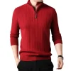 Men's Half Zip Solid Color Casual Sweater
