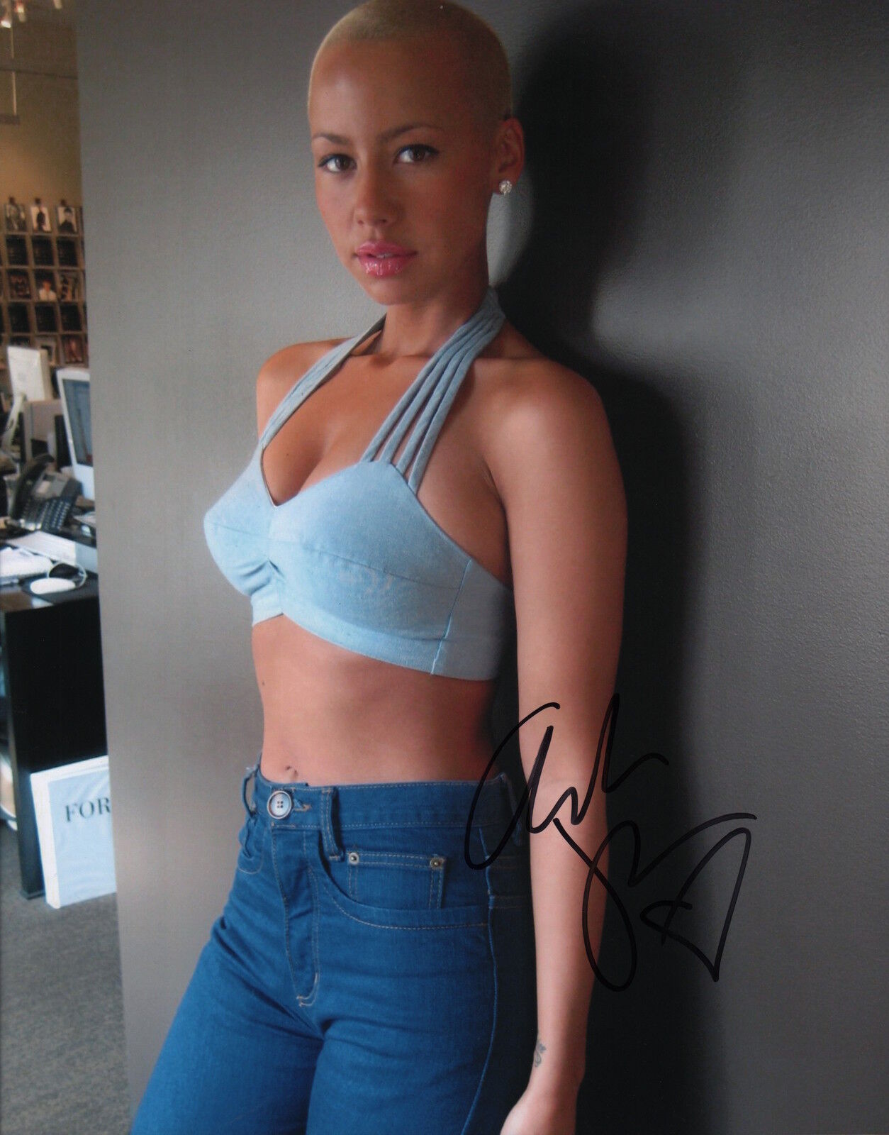 Amber Rose signed 11x14 Photo Poster painting