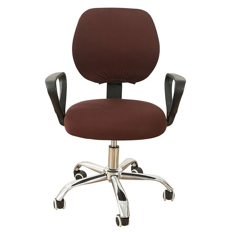2-piece Split Office Chair Covers Elastic Stretch Computer Chair Covers Universal Solid color Seat Cover Office Chair Dustcover