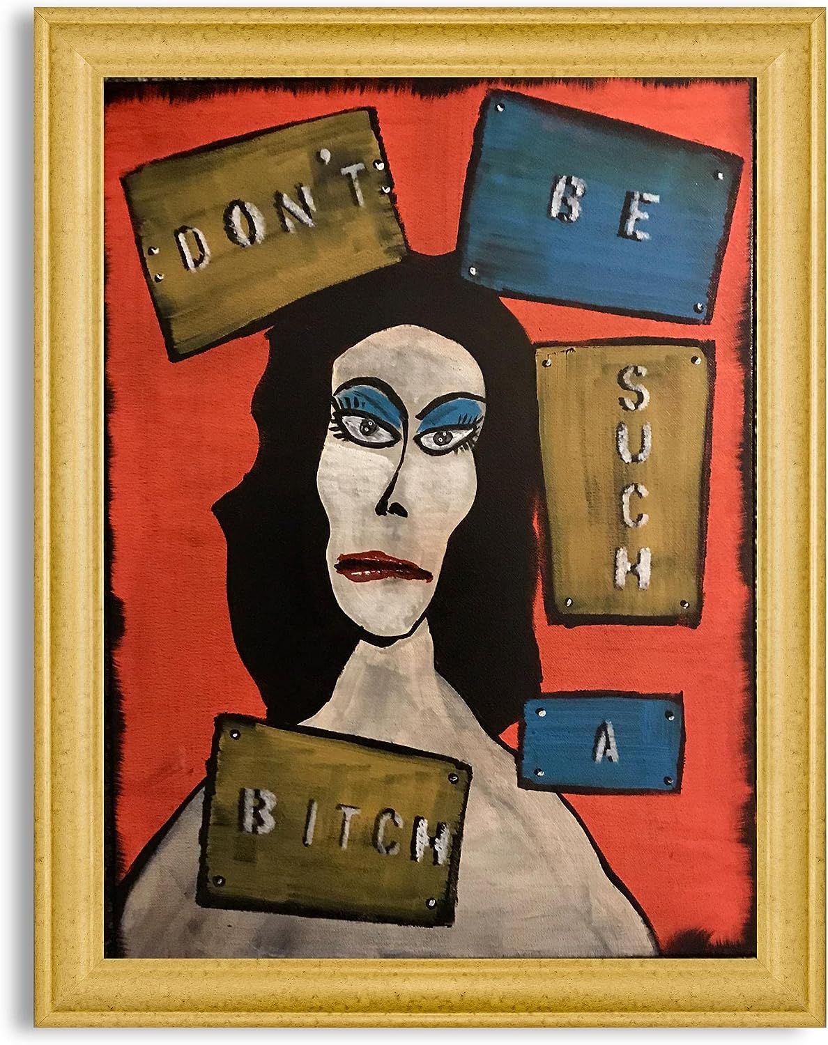 Dont Be Such a Beach Framed Canvas Wall Art Decor Poster | Funny Primative & Ethnocentric Home & Office Decoration Canvases, Posters & Prints by Dave Smykal | Artwork for Bedroom & Living Room Walls 18 x 24 Canvas in Gold Beveled Frame