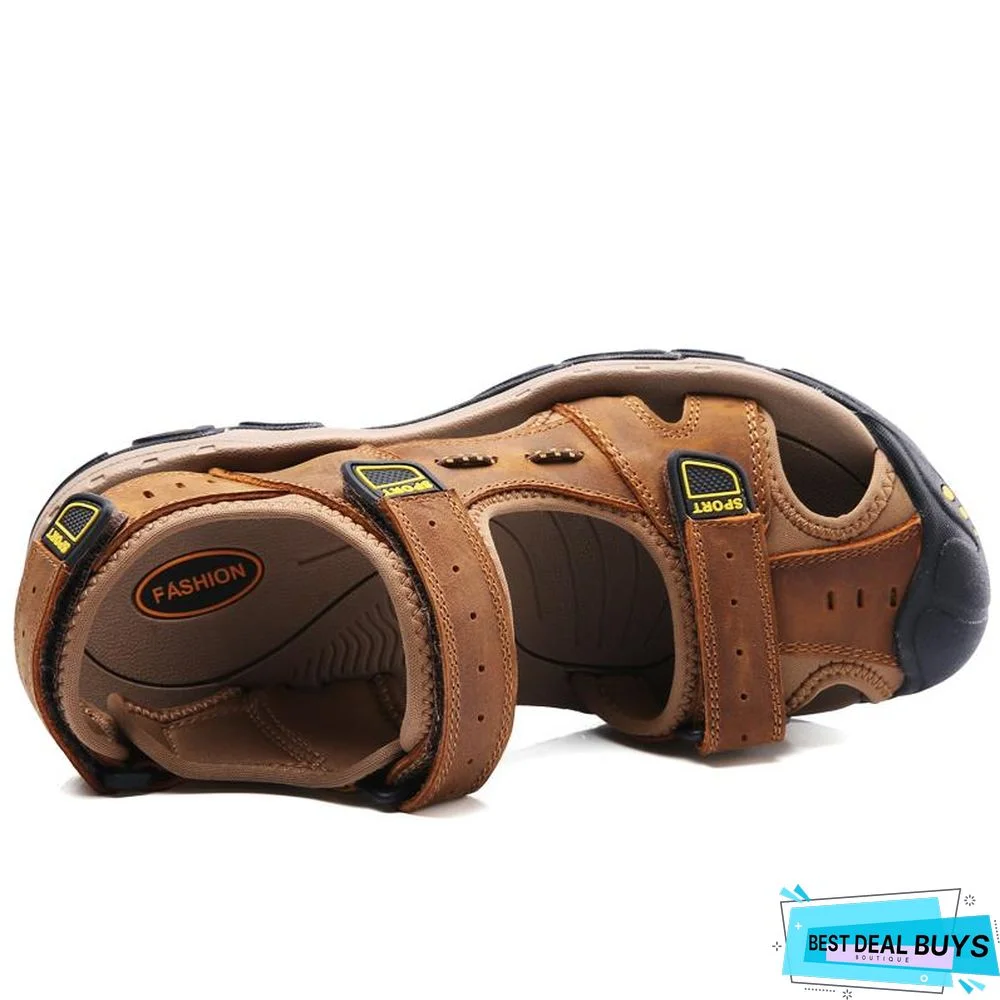 Men Genuine Leather Sandals Beach Outdoor Sandals