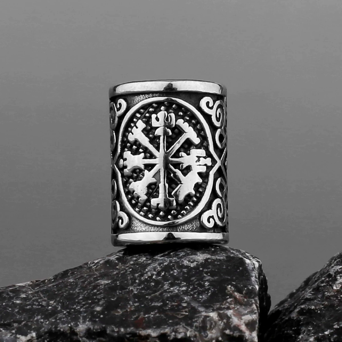 Scandinavian Viking Loon Alphabet Titanium Steel Accessory Pendant Clasp Bead