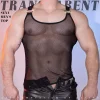 Men's Top Mesh Thin Hollow Sexy High Stretch Body Shaping Pure Skin-Friendly Breathable Lingerie Nylon Vest See Through