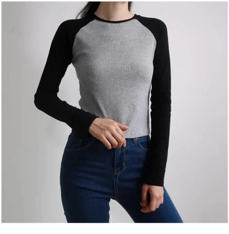pornhint Pornhint Women Soft Cotton Raglan Long Sleeve T-shirt With Crewneck Collar