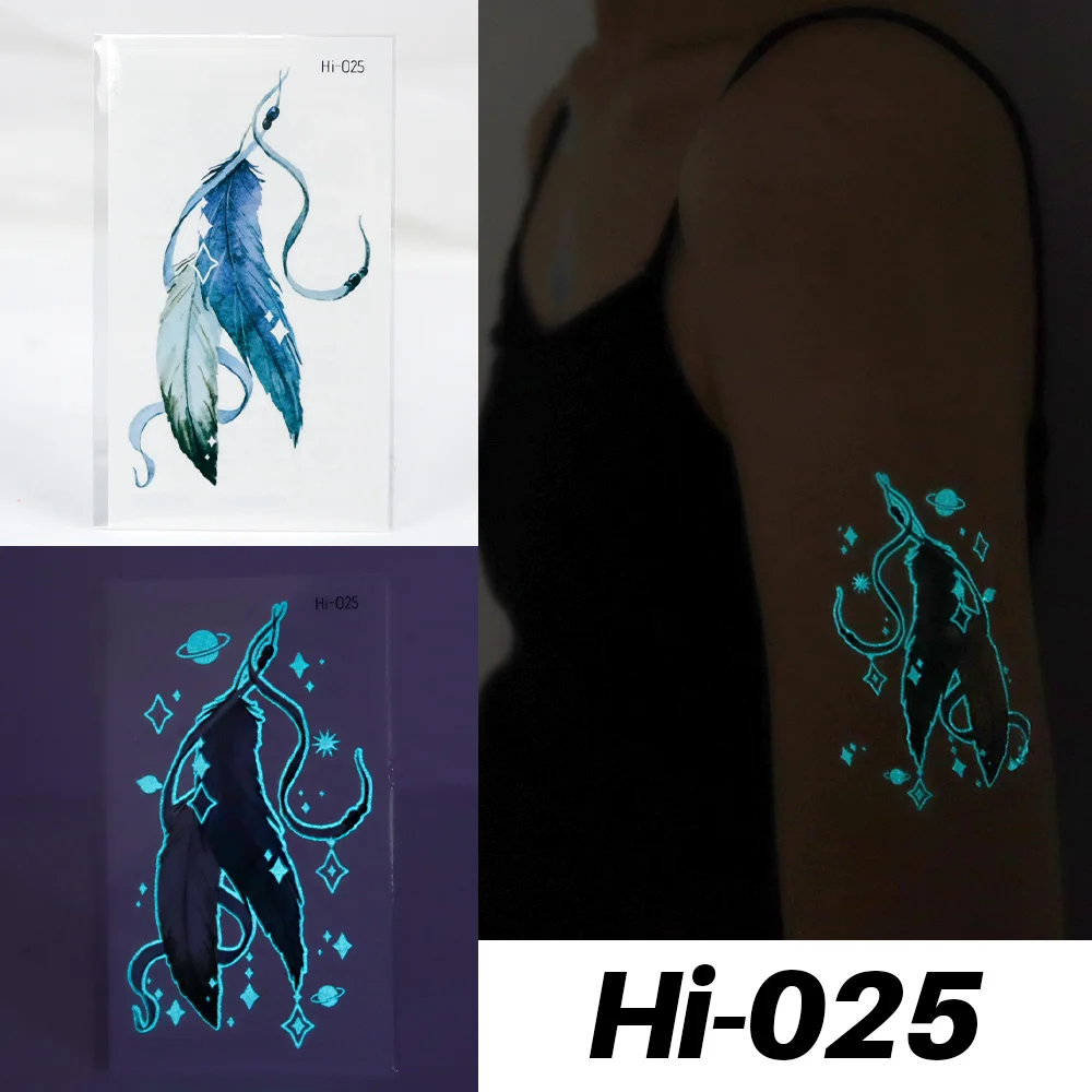 Sdrawing Luminous Glow Tattoo Sticker Snake Deer Glowing Halloween Waterproof Temporary Tatoo Wrist Fake Tatto Body Art Women Men