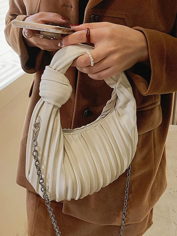 Pleated Split-Joint Zipper Shoulder Bags Handbags Bags Accessories