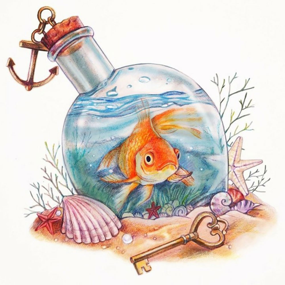 

Goldfish Drift Bottle - Round Drill Diamond Painting - 30*30CM, 501 Original