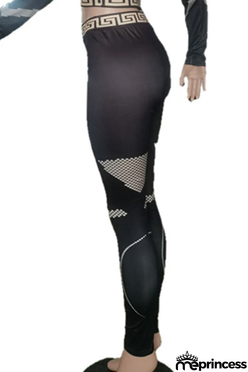 Burgundy Casual Print Split Joint O Neck Long Sleeve Two Pieces