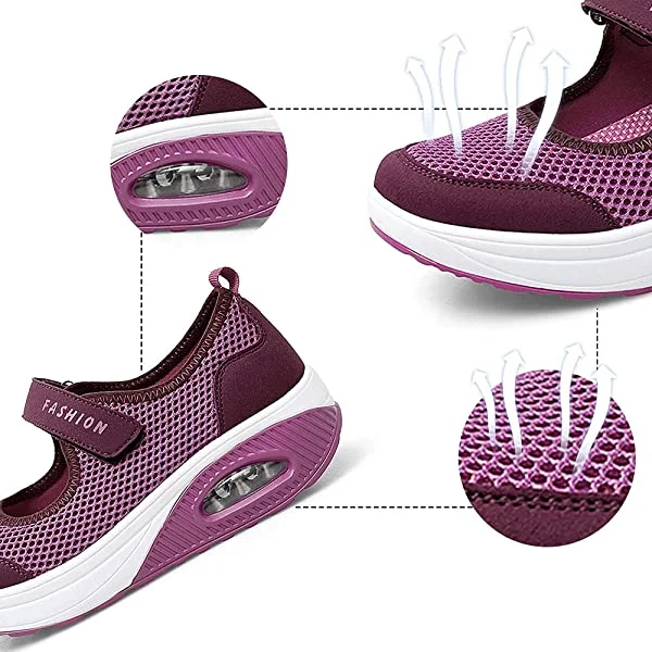 VARSKARC Women's Casual Air Cushion Platform Sneaker Mary Jane Shoes 8.5 Grey