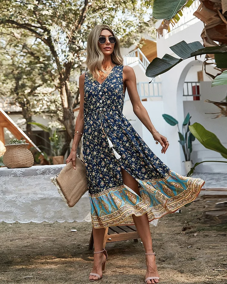 Luditu Midi Dress, Sundress, Danielle  in Navy