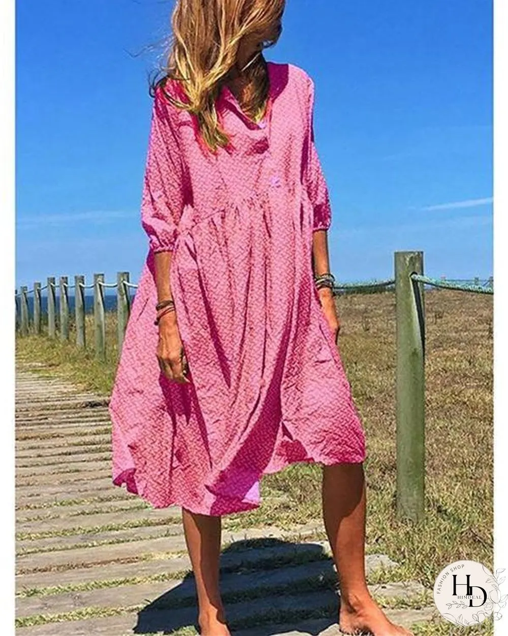 Plus Size V Neck Elegant Casual Midi Dresses