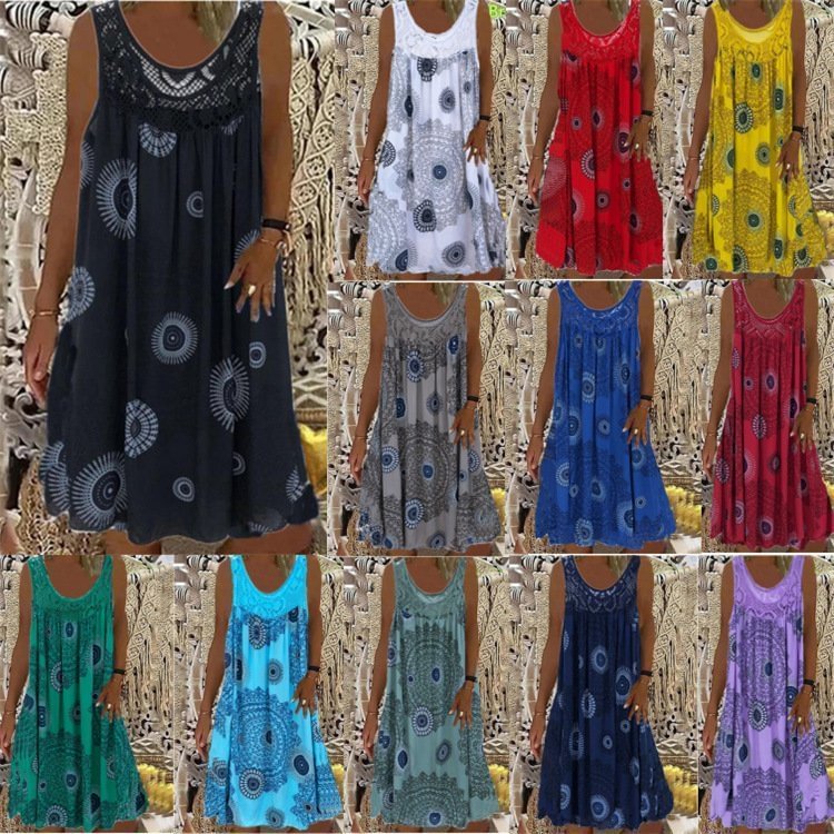 🔥Buy 2 Free Shipping🔥Women Summer O-Neck Sleeveless Print Dress