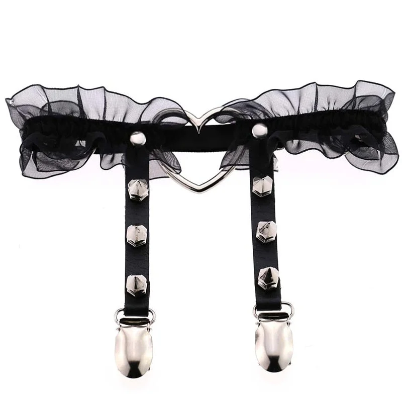 Sexy Leg Ring Garter Harajuku Elasticity Heart Faux Leather Harness Tight Suspender Punk Strap Belts Bondage Gothic Fashion New