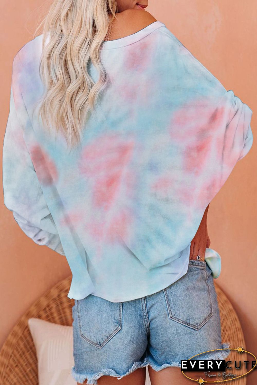 Orange Tie Dye Pullover Long Sleeve Top