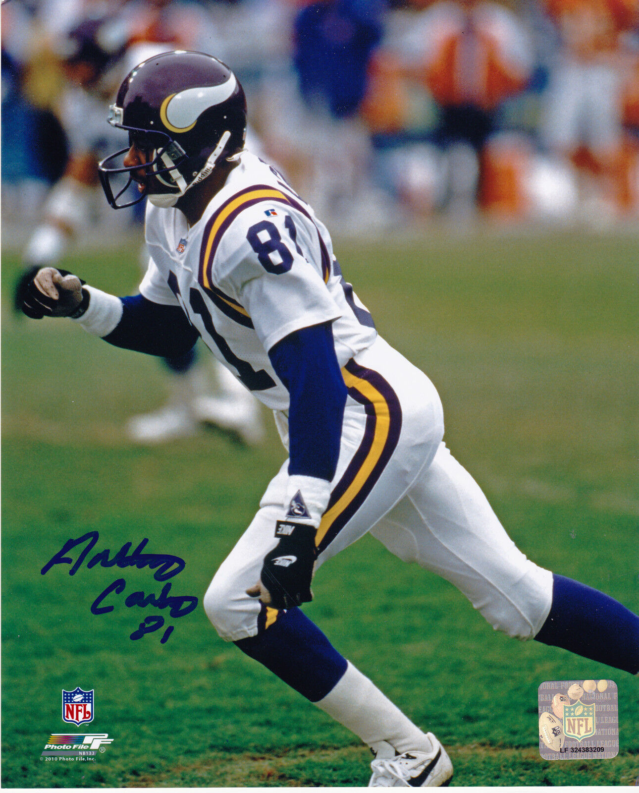 ANTHONY CARTER MINNESOTA VIKINGS ACTION SIGNED 8x10