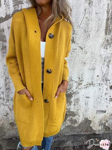 Single-breasted Long Sleeve Cardigan Sweater Coat