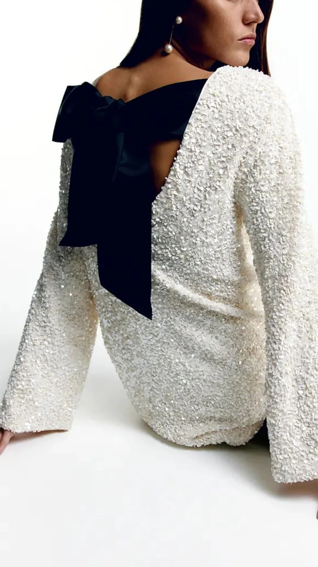 Black Friday Sales-50% OFF-XMAS Sequined Tie Back Midi Dress In White