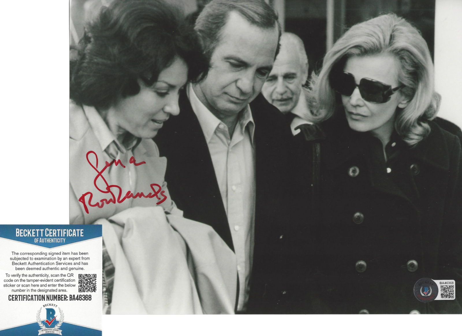 GENA ROWLANDS SIGNED 8x10 Photo Poster painting WITH DIRECTOR JOHN CASSAVETES BECKETT COA BAS