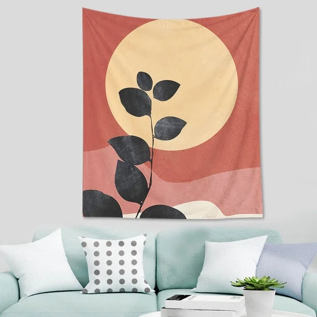 Abstract nordic Geometric Tapestry Tropic Modern Art Brown Wall Hanging ins Tapestry Decorative Tapestry For Home Decoration