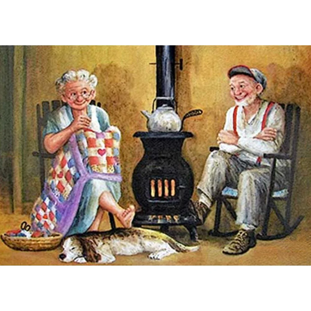 Diamond Painting - Full Round Drill - Older Couples(30*40cm)