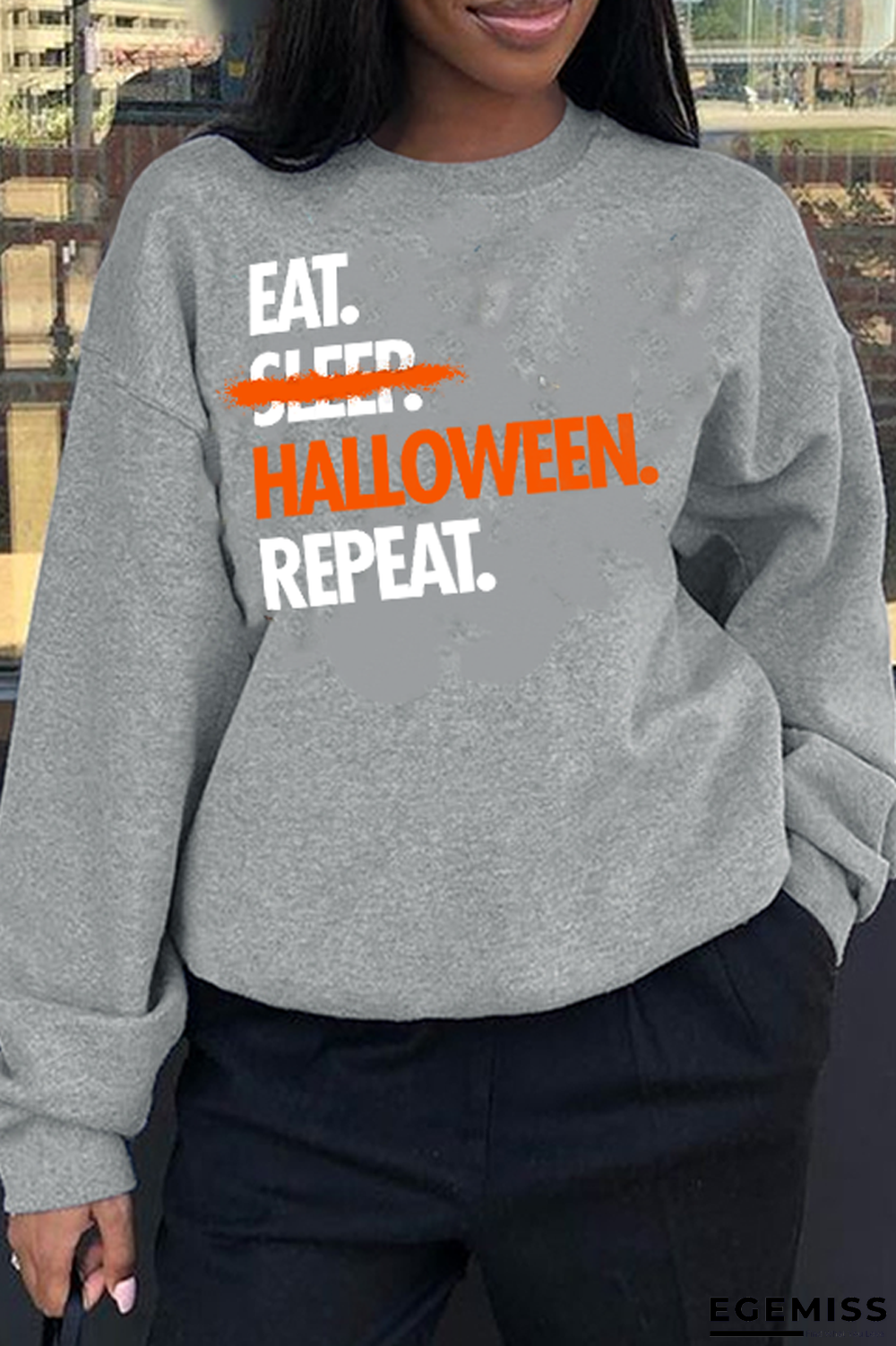 Grey Street Simplicity Print Letter O Neck Tops | EGEMISS