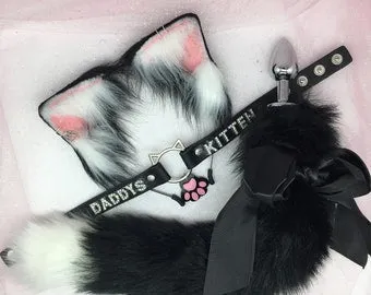 pornhint Pornhint 18+ Mature Pet Play Starter Set ! Fox Kitty white pink black Ears  Collar Kitten Cat Anal Butt Plug Tail bdsm ddlg abdl cosplay daddy&Otilde;s