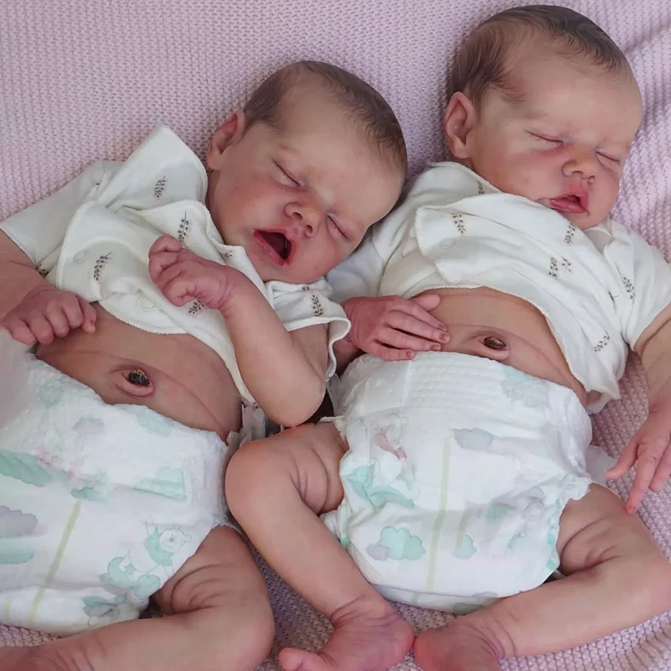  17" Real Lifelike Twins Sister Sleeping Newborn Reborn Baby Doll Sayin and Apinl, Beautiful Baby Gift 2024 with Heartbeat and Sound - Reborndollsshop®-Reborndollsshop®