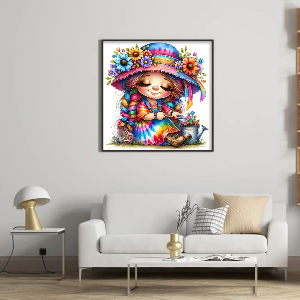 Full Round Diamond Painting 30*30cm - Gardening Girl