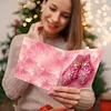 Pink Christmas DIY Diamond Painting Greeting Cards with Envelopes