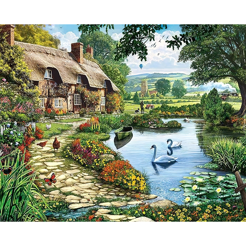 

Swan Villa - 11CT Stamped Cross Stitch - 60*50CM (Big Size), 501 Original