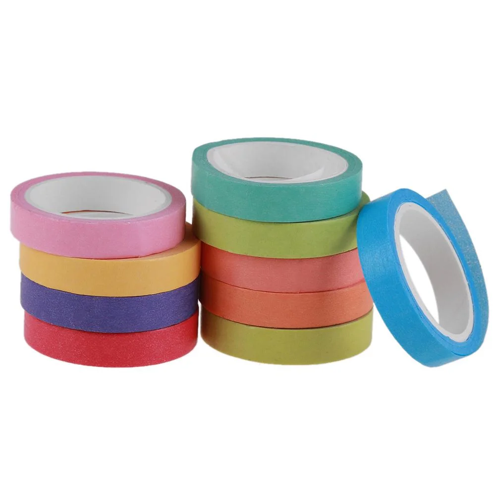 10pcs Colorful Paper Tape Adhesive Sticker Writable DIY Scrapbooking Decor