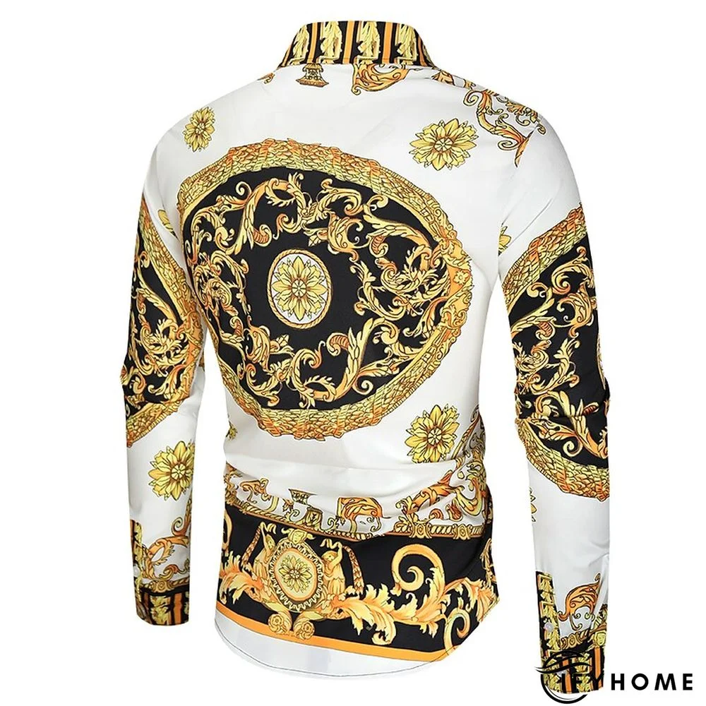 Men's Shirt Prom Shirt Classic Collar Spring &  Fall Long Sleeve Black White Red Geometric Party Casual Clothing Apparel Print | IFYHOME