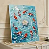 (30x40cm)DIY Pearl Painting Framed Lotus Fish Handmade Pearl Material Art Kit Living Room Decor