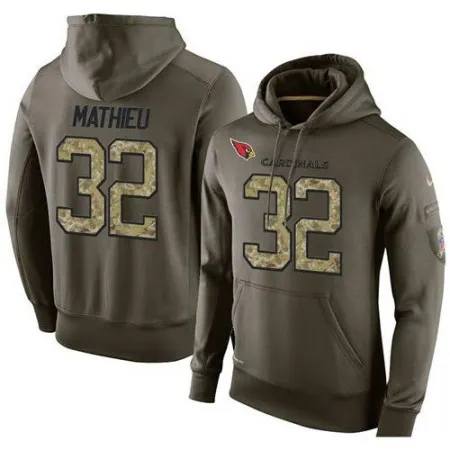 NFL Men's  Arizona Cardinals #32 Tyrann Mathieu Stitched Green Olive Salute To Service KO Performance Hoodie
