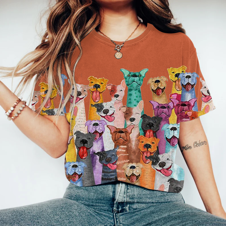 Smile Cute Dogs Photo Printed Casual T-Shirt wearshes