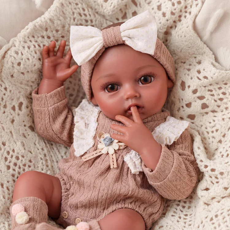 Babeside Phoebe 16" Lifelike Soft Silicone Reborn Baby Doll &ndash; African American Newborn Girl Gift