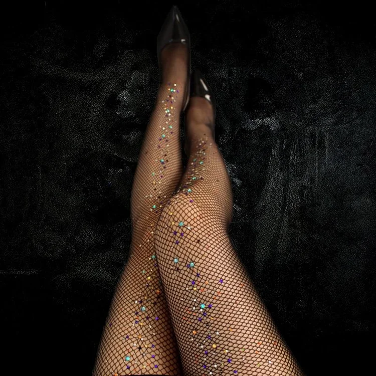 Sexy Women Rhinestones Shiny Diamond Transparent Stockings