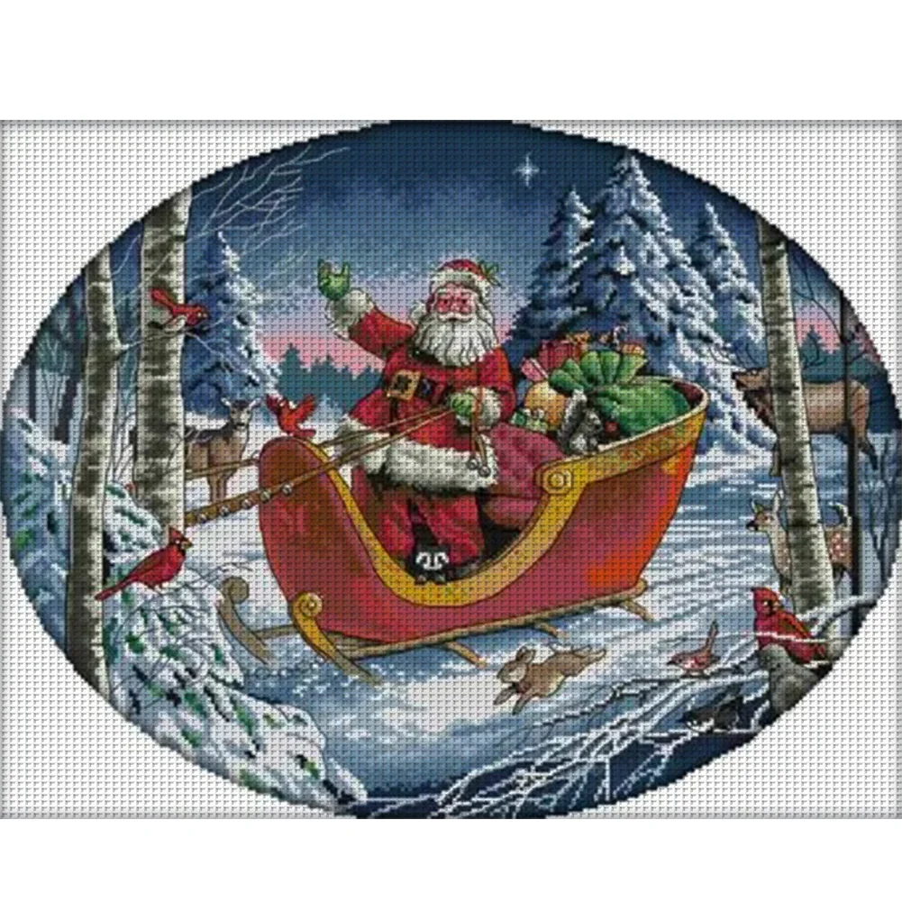 DIY Stamped Cross Stitch 14CT Partial Embroidery 53*44cm - Santa Claus