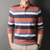 Long casual striped polo shirt