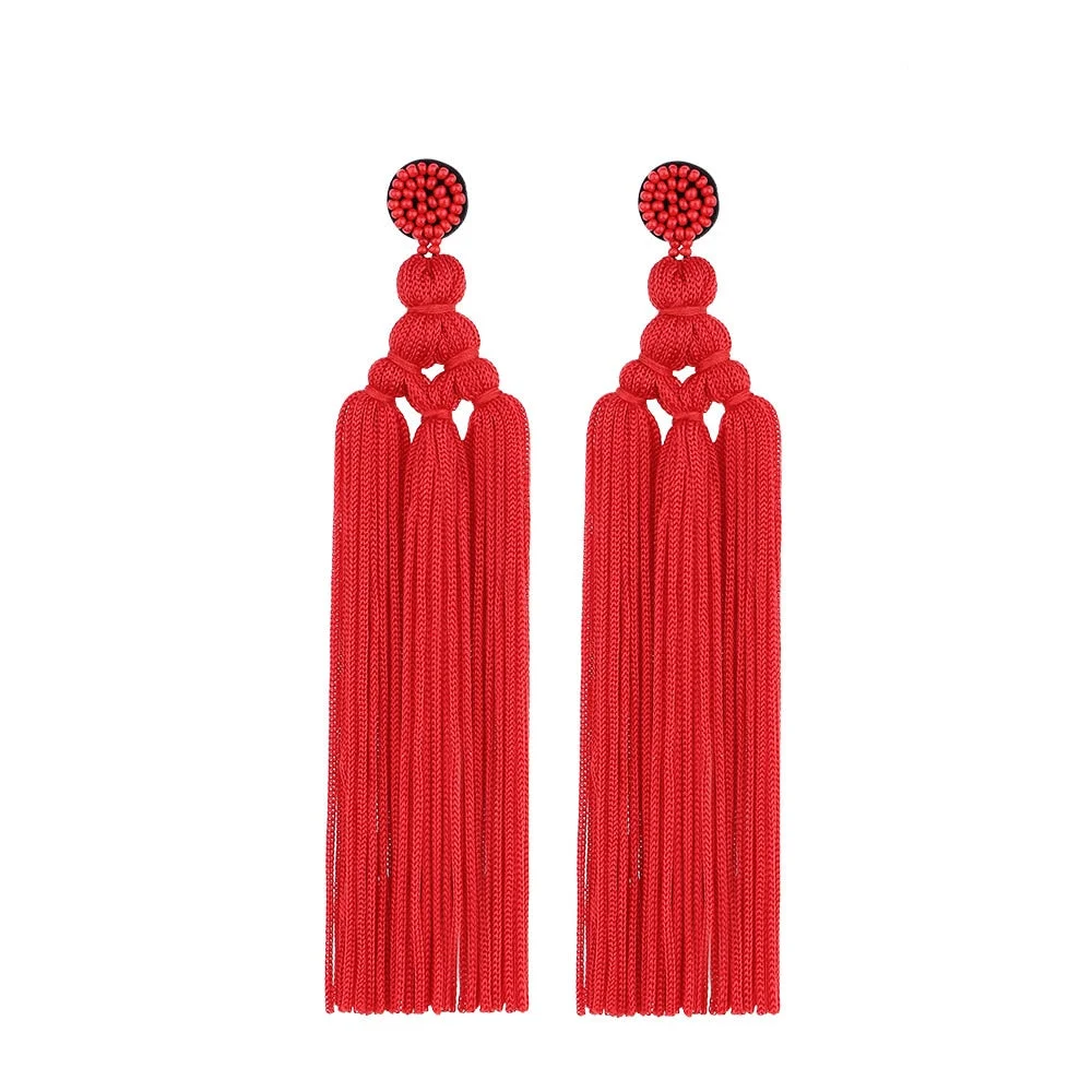 Dvacaman Ethnic Handmade Weave Macrame Earrings Cotton Thread Feather Fringe Tassel Earrings Wedding Jewelry Women Accessories