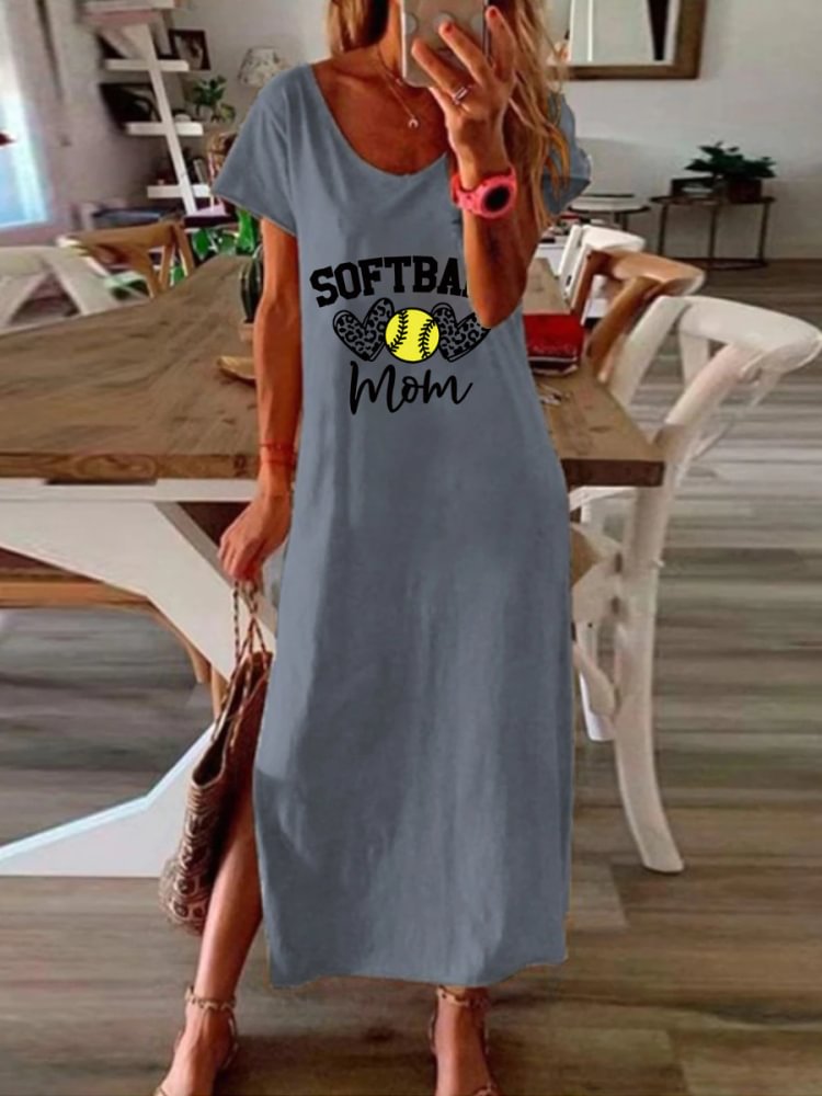 AL™ Softball mom short sleeve long dress-00090