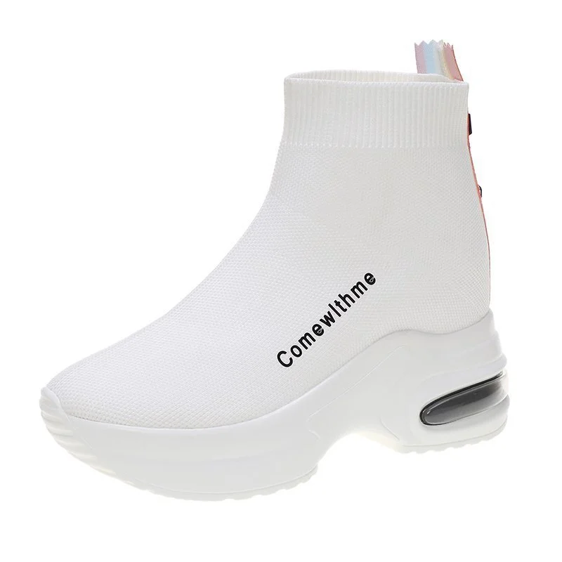 Tanguoant Tanguoant Shoes Women Popular New Women's Shoes Breathable Single Boots Casual Sports Shoes Thick Platform High Heel Loose Cake High Top Shoes