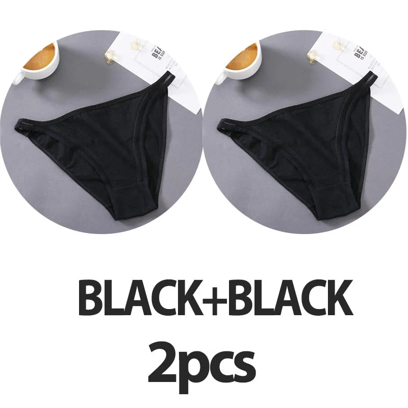 2PCS/Set Sexy Lingerie Women Panties Lace Underwear Female Underpants Cotton Briefs Low Waist Mesh Hollow Out Pantys Lingerie