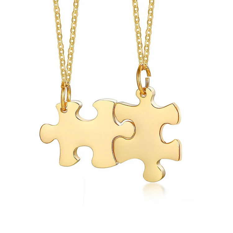 Personalized BFF Necklace for Women Girls, Customized Stainless Steel Puzzle Necklace Couples/Family/Friendship Jewelry Set