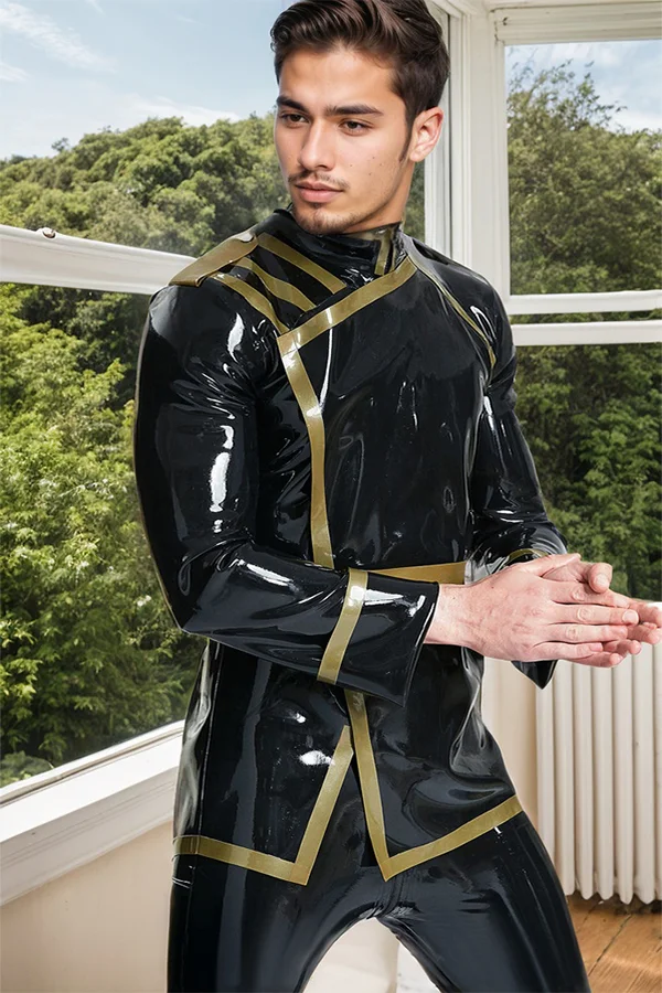 Men Latex Jackets Male Bespoke Double  Breasted Dinner Jacket Vintage Noble Style Jacket (KG31549)