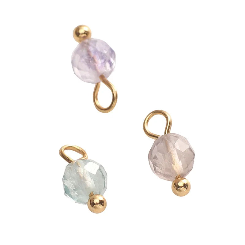 5 PCS/Package Diameter 3mm Diameter 4mm Hole 1~1.9mm Alloy Natural Stone Geometric Pendant Jewelry Accessories