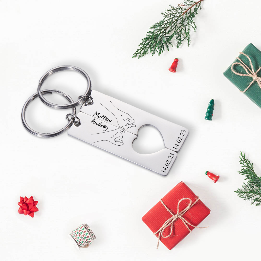 AL MIO UOMO-Portachiavi con 2 nomi e 1 data personalizzati  per coppia