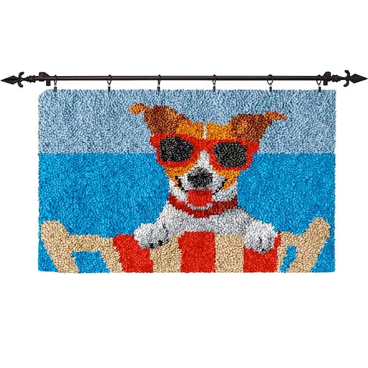Dog With Glasses Rug Latch Hook Kits for Beginners veirousa