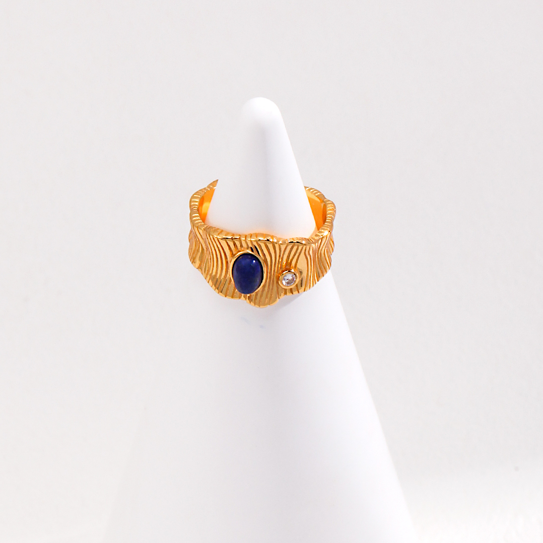Vintage Lapis Lazuli Gold Vermeil Adjustable Band Ring