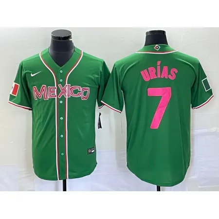 Men's Mexico Baseball #7 Julio Urias 2023 Green World Baseball With Patch Classic Stitched Jersey ILD7
